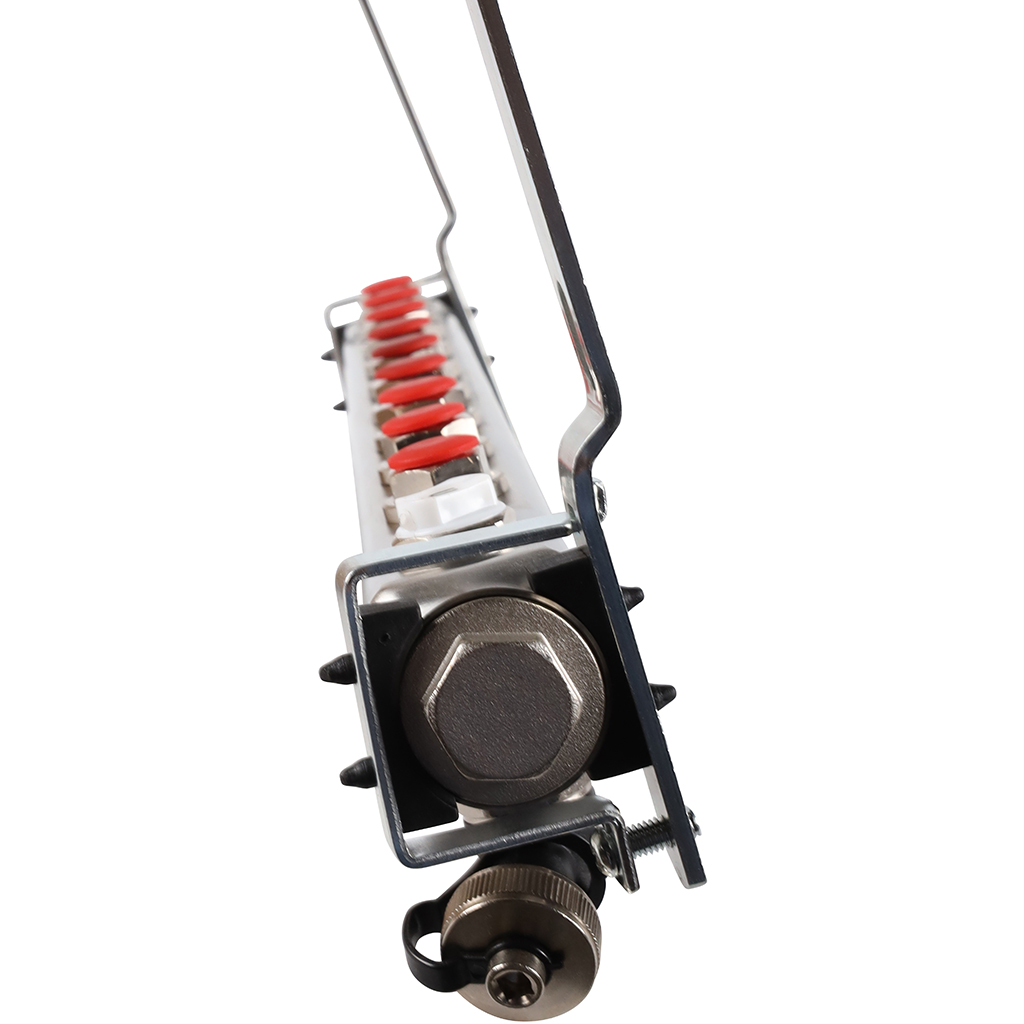 Коллектор из нержавеющей стали без расходомеров ROMMER, с клапаном вып. воздуха и сливом 9 выходов, RMS-3201-000009