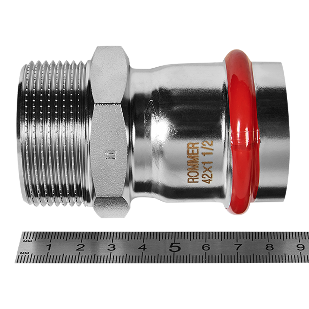 Переходник-НР ROMMER 42х1 1/2 из нержавеющей стали прессовой