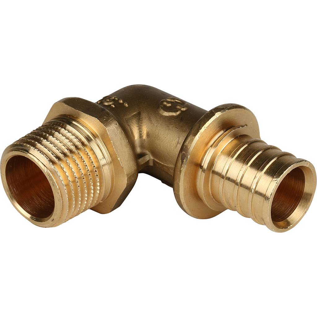 Угольник-переходник STOUT с наружной резьбой 20xR 1/2 для труб из сшитого полиэтилена аксиальный