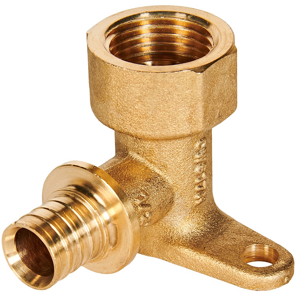 Угольник настенный с креплением ROMMER 16xG 1/2 для труб из сшитого полиэтилена аксиальный, RFA-0009-001612