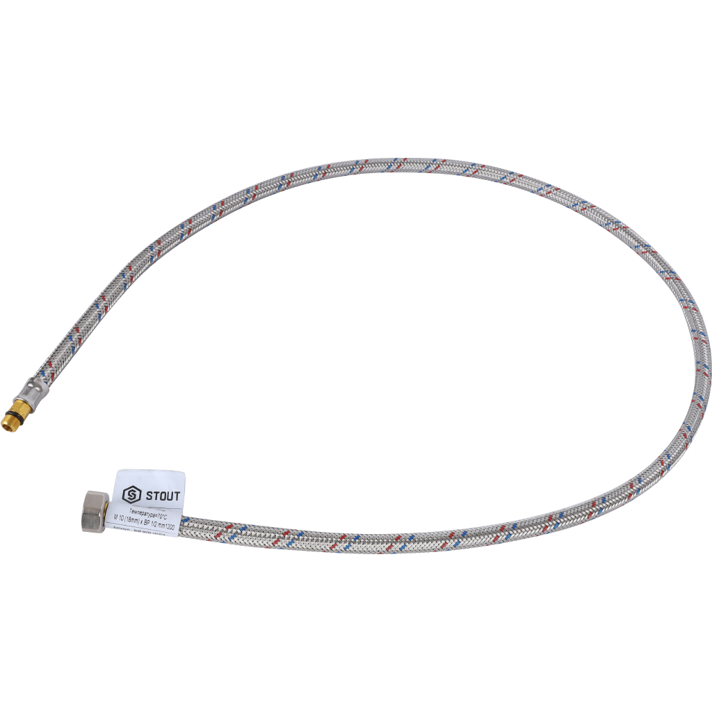 Гибкая подводка для воды STOUT M 10 (18мм) х ВР 1/2, длина 1200 мм, SHF-0030-181015