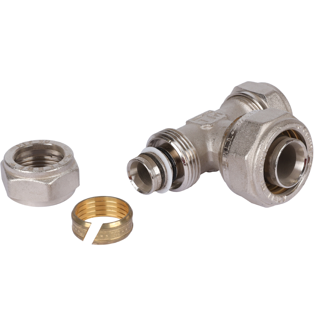 Тройник переходной TIEMME (20.2х26.3х20.2) для металлопластиковых труб винтовой, 1600089