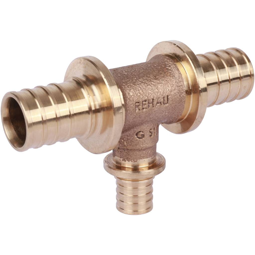 Тройник РЕХАУ RAUTITAN PLATINUM с уменьшенным боковым проходом 25-16-25 RX для труб из сшитого полиэтилена аксиальный