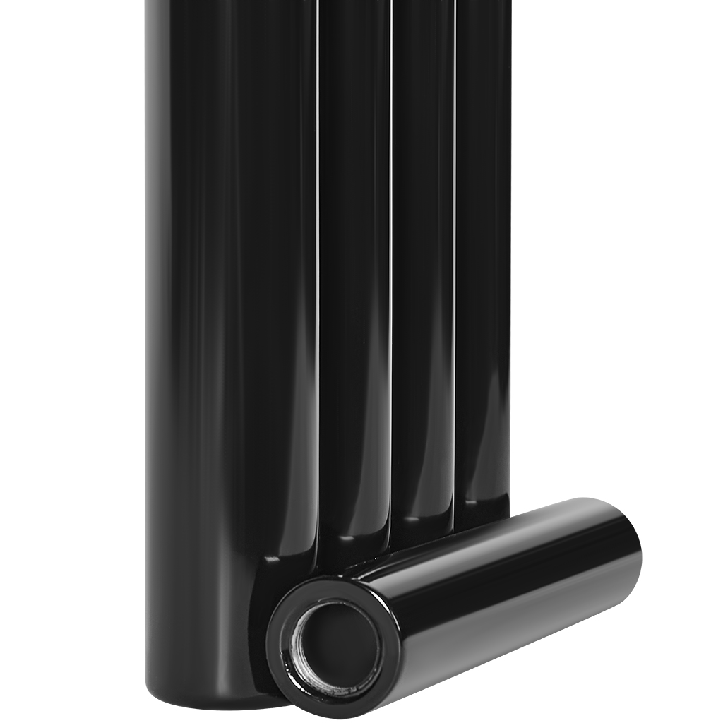 Стальной трубчатый радиатор STOUT TUBE ROUND 4 секции боковое подключение R40 1-1750-4 RAL9005, STR40117504RAL9005