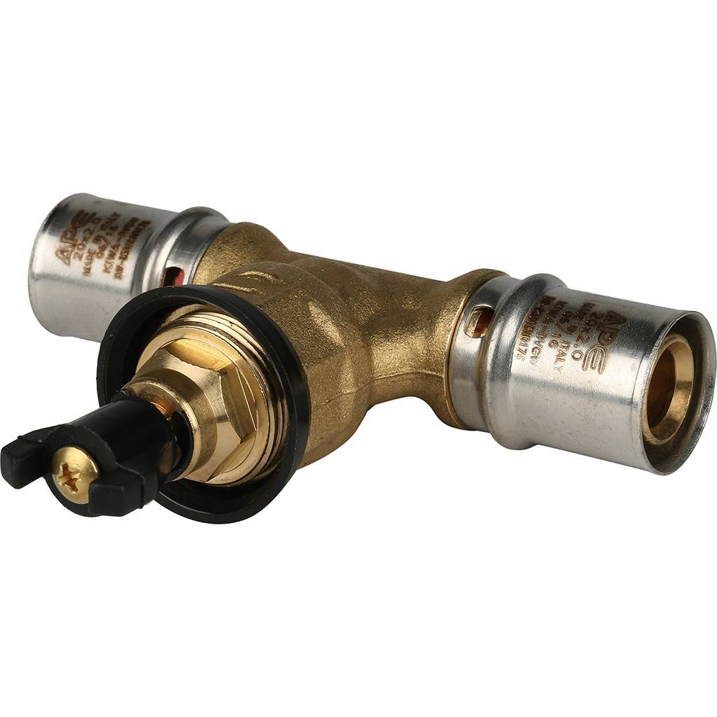 Вентиль с хромированной ручкой STOUT 20х20 для металлопластиковых труб прессовой, SFP-0014-002020