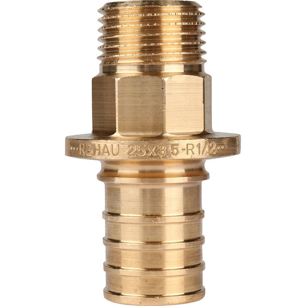 Переходник РЕХАУ RAUTITAN с наружной резьбой 25-R 1/2 RX+ для труб из сшит полиэтил аксиальный, 14563171001