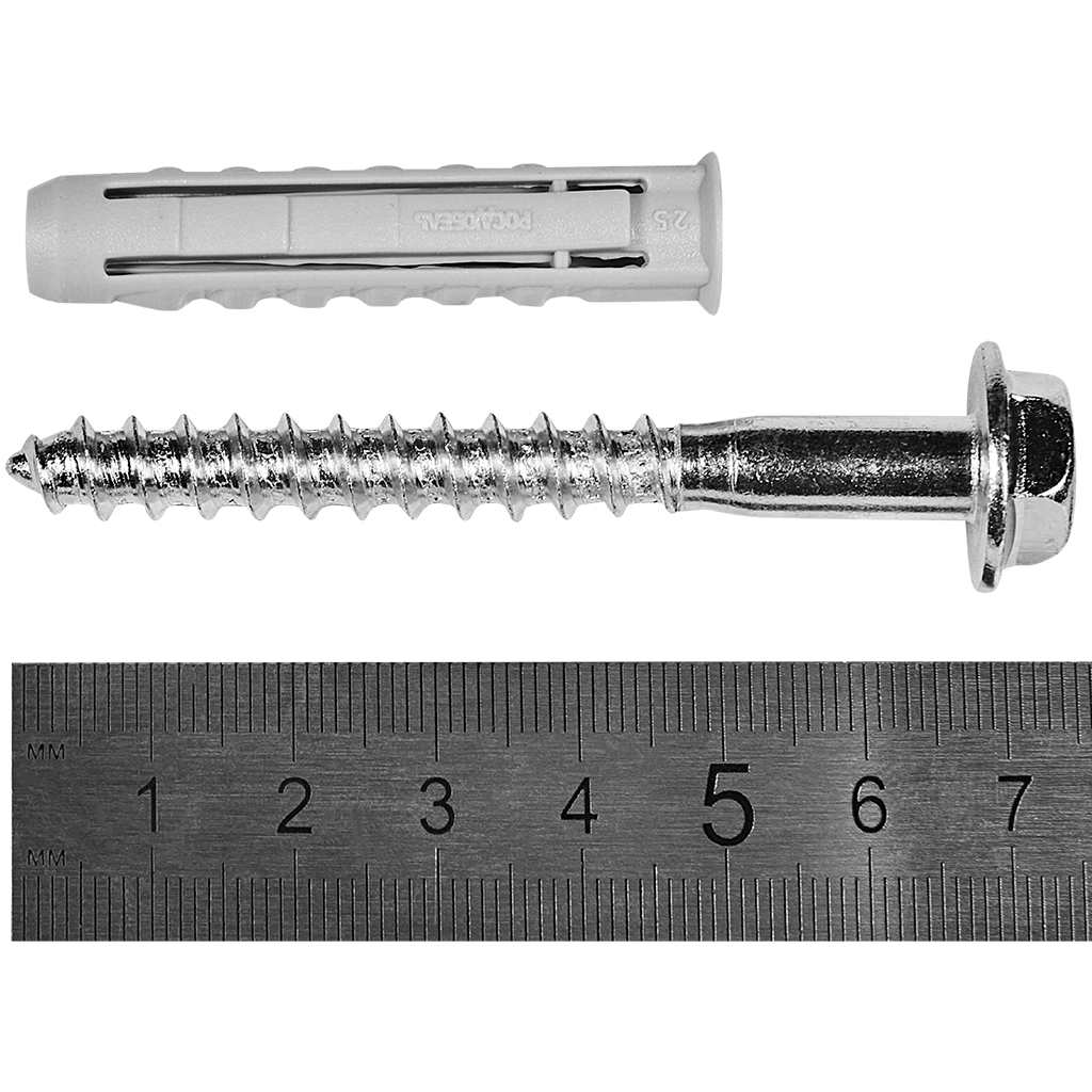 Глухарь М8х70 + Дюбель нейлоновый STOUT 10х50