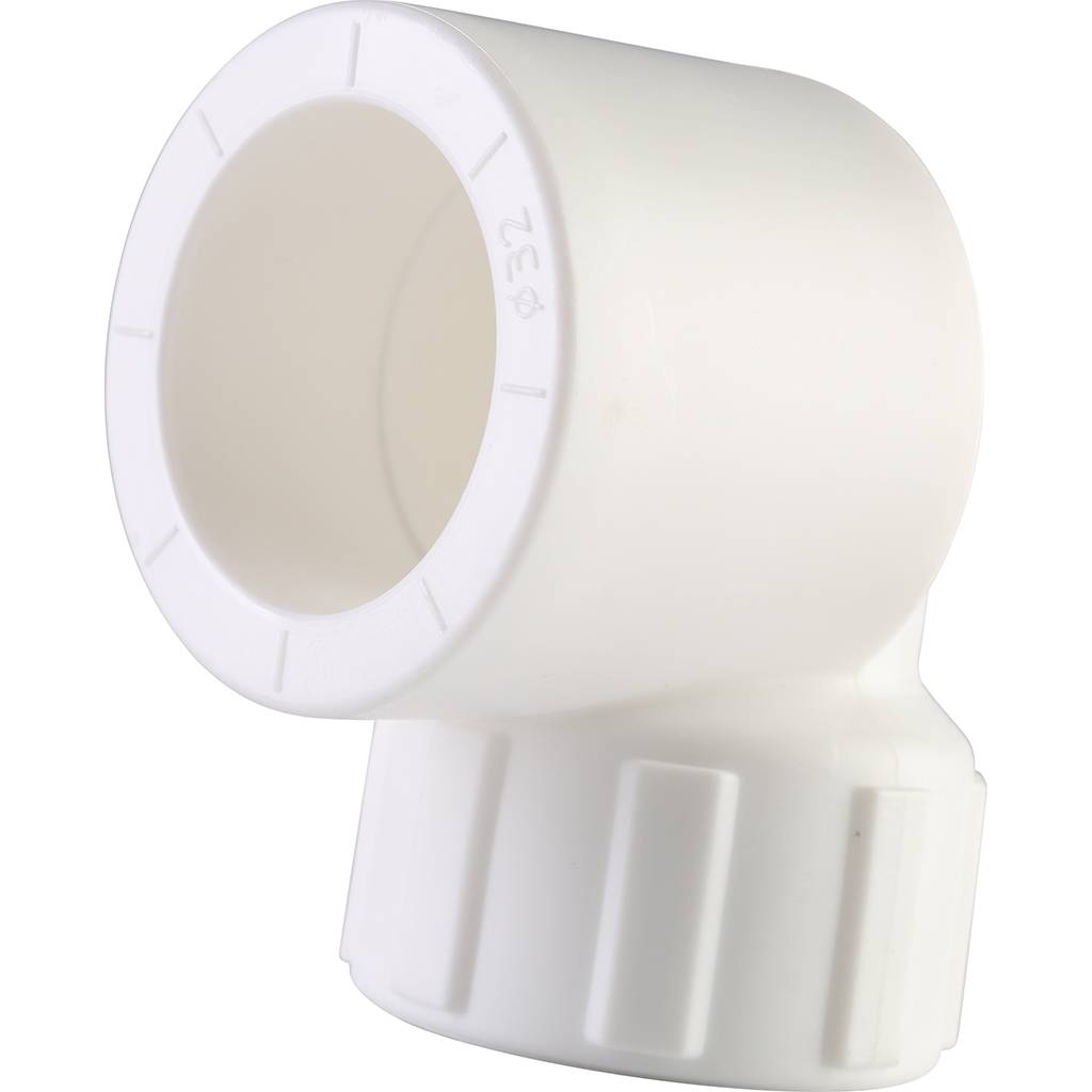 Угольник Политэк 32x3/4 с внутренней резьбой для полипропиленовых труб под сварку (цвет белый), 9400003234