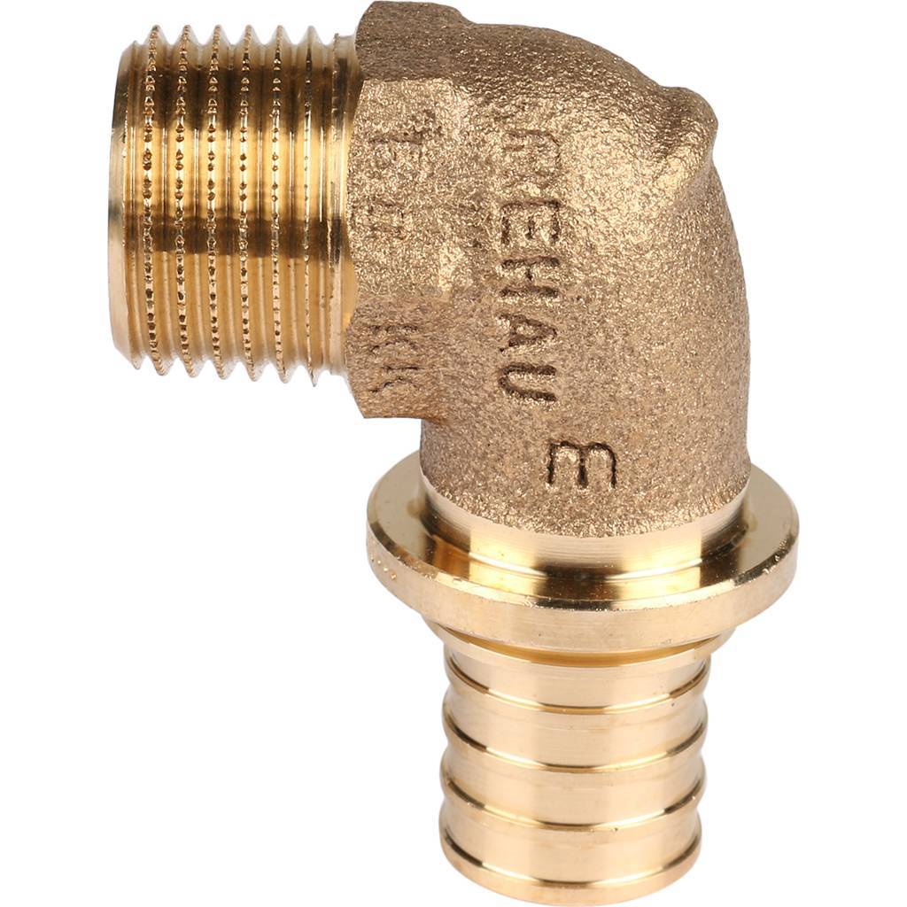 Угольник-переходник РЕХАУ RAUTITAN с наружной резьбой 20-R 1/2 RX+ для труб из сшитого полиэтилена аксиальный, 14563481001