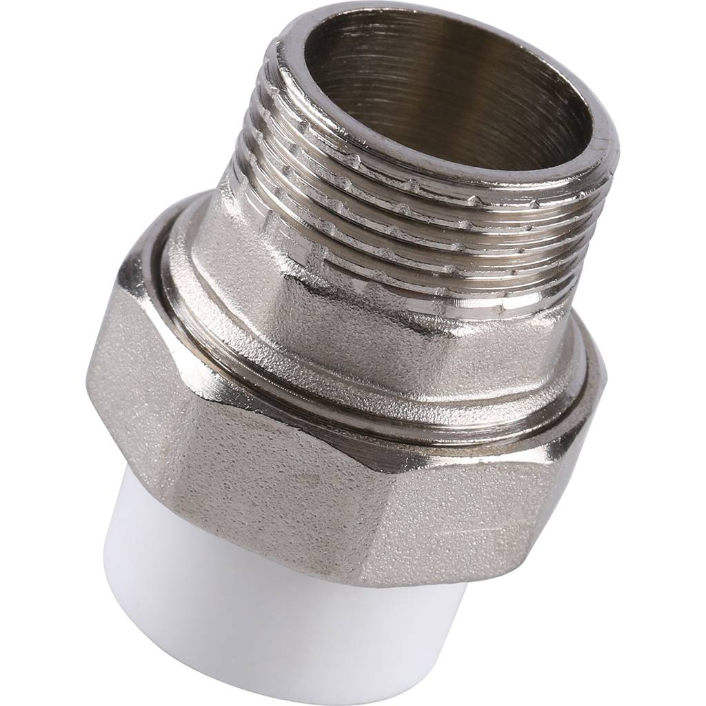 Муфта разъемная Kalde с наружной резьбой 20х1/2 для полипропиленовых труб под сварку (цвет белый)