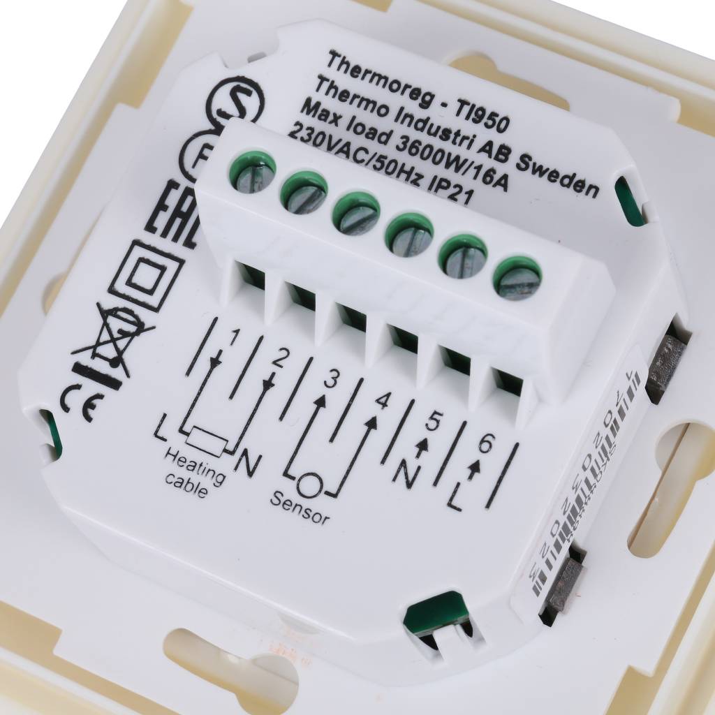 Терморегулятор THERMO Thermoreg Design 16 А, TI-950D