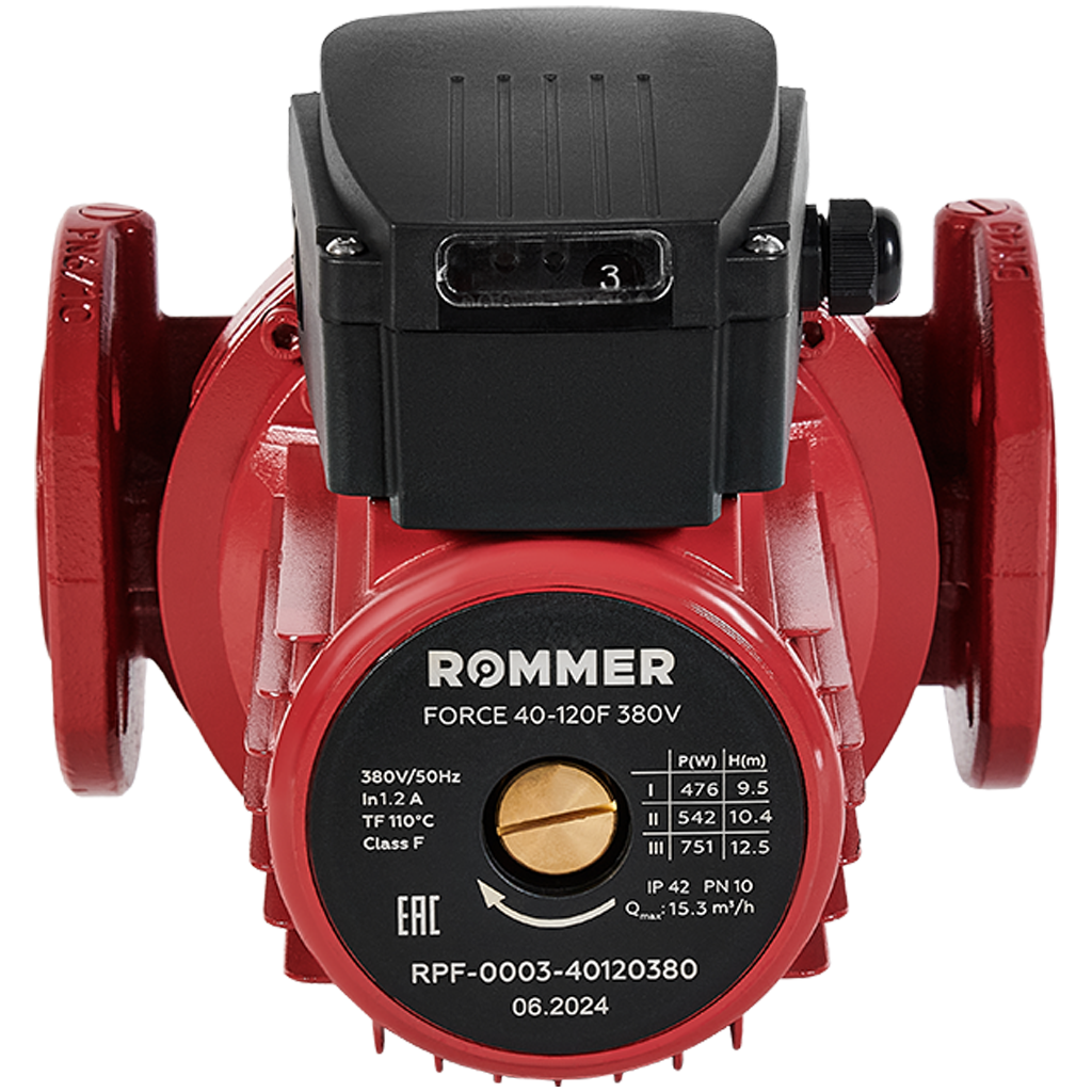 Насос циркуляционный фланцевый трехскоростной ROMMER 40-120F 380V