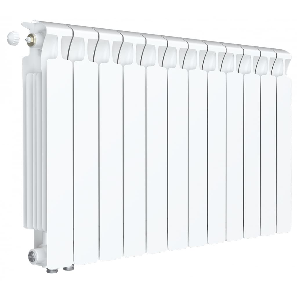 Радиатор биметаллический RIFAR MONOLIT VENTIL 500 MVL 12 секций нижнее левое подключение (белый RAL 9016), 3RM50.VL-12