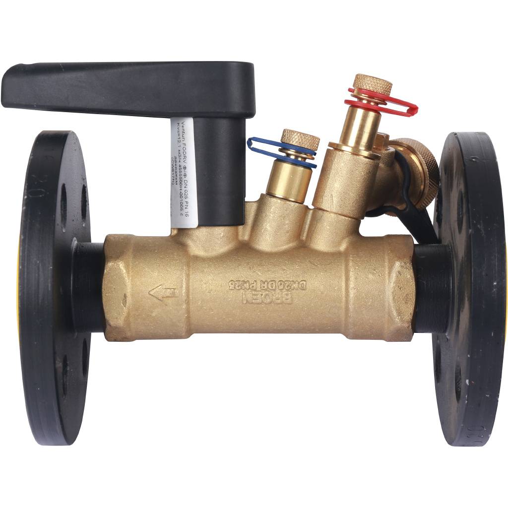 Клапан балансировочный БРОЕН Venturi FODRV DN 025 PN 16 ручной фланцевый повышенной пропускной способности и дренажем