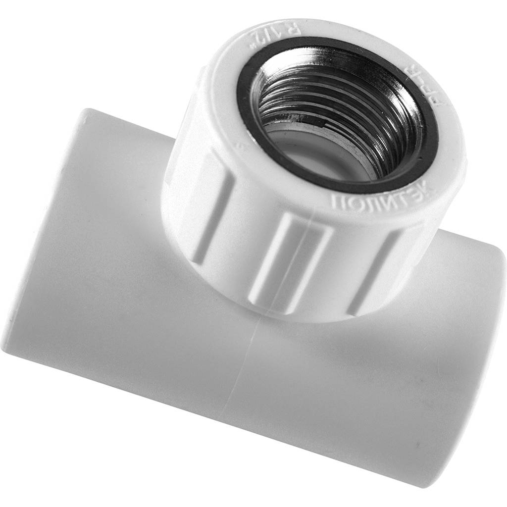 Тройник Политэк 25х1/2 с внутренней резьбой для полипропиленовых труб под сварку (цвет белый), 9500002512