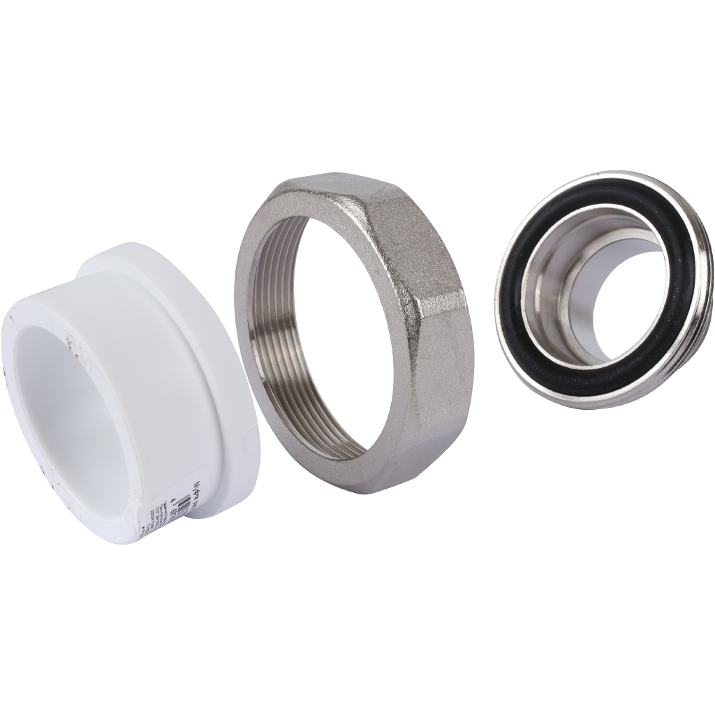 Муфта разъемная Политэк 50х1 1/2 с наружной резьбой для полипропиленовых труб под сварку (цвет белый), 7000250112