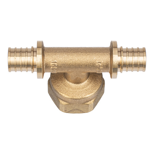 Тройник аксиальный, латунь, внутренняя резьба,16х3/4, желтый, RTP