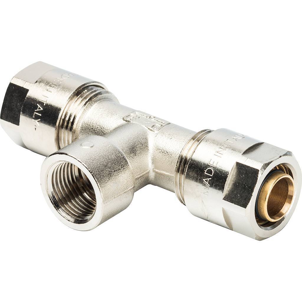 Тройник с внутр.резьбой Prandelli Multyrama (20х2,0х1/2) для металлопластиковых труб винтовой, 103.08.52.0