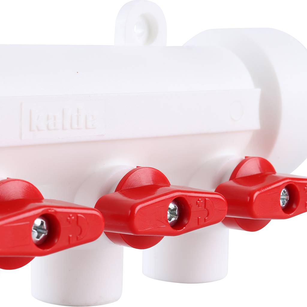 Коллектор с запорными кранами для полипропиленовых труб Kalde (4 выхода)