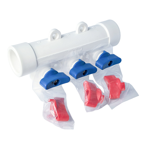 Коллектор с шаровым краном универсальный PPR 32х20/3, RTP