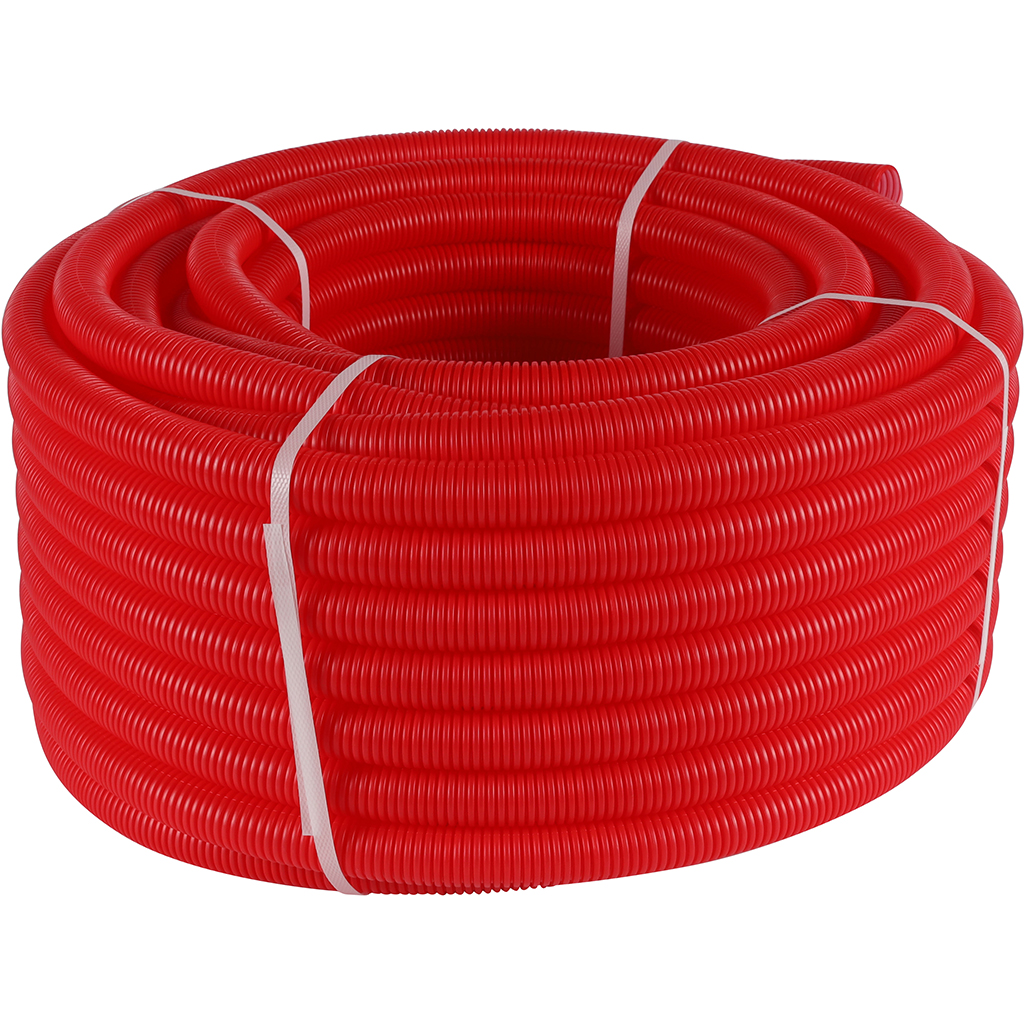 Труба гофрированная STOUT ПНД, цвет красный, наружным диаметром 28 мм для труб диаметром 20 мм, SPG-0002-502820