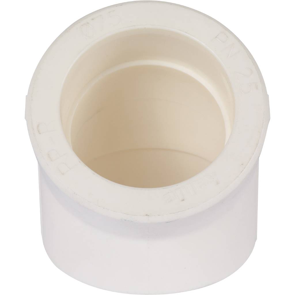 Угольник 45* Kalde d=75 для полипропиленовых труб под сварку (цвет белый)