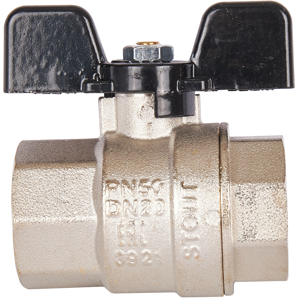 Кран шаровой STOUT полнопроходной, ВР/ВР, ручка бабочка 3/4