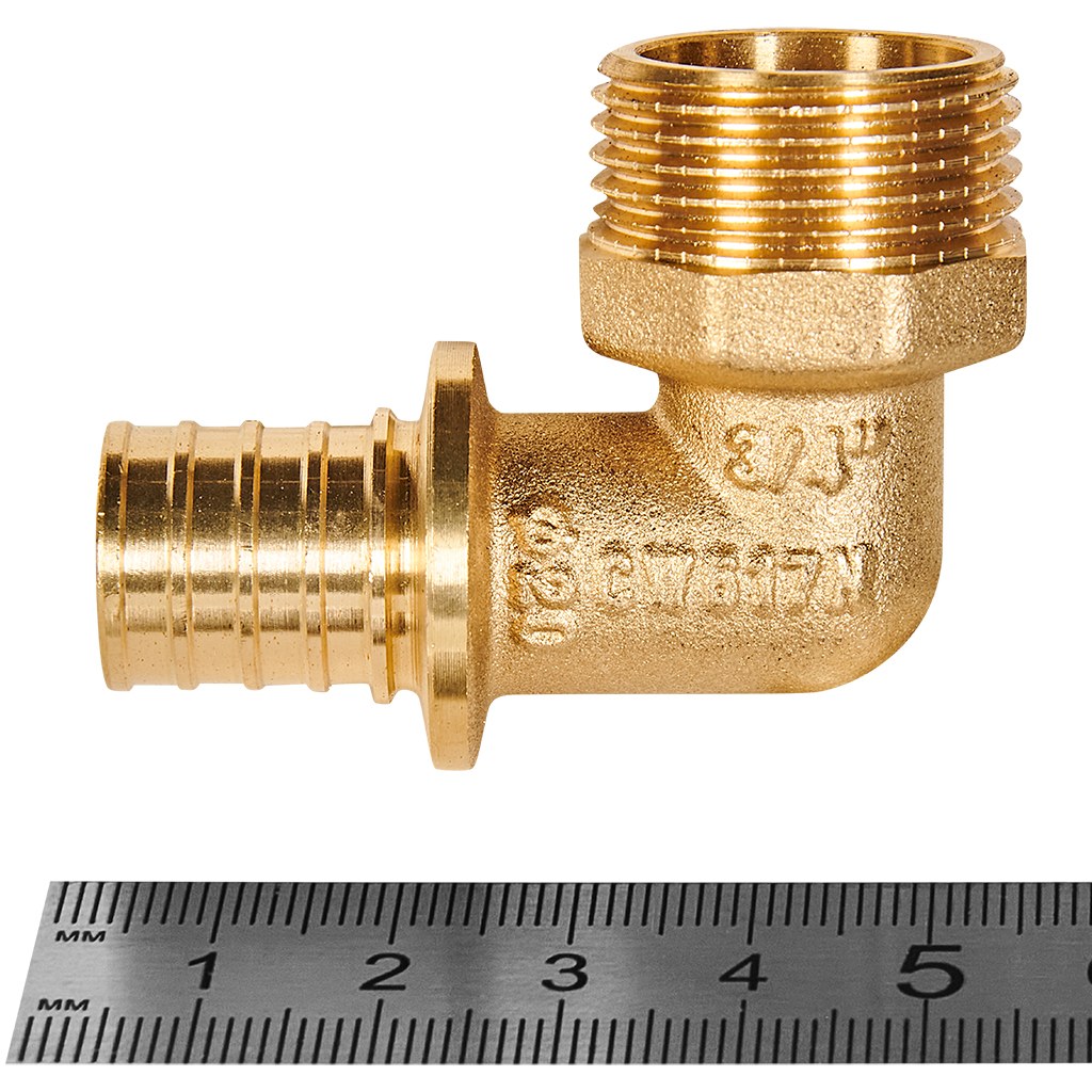 Угольник-переходник с наружной резьбой ROMMER 20xG 3/4 для труб из сшитого полиэтилена аксиальный, RFA-0005-002034
