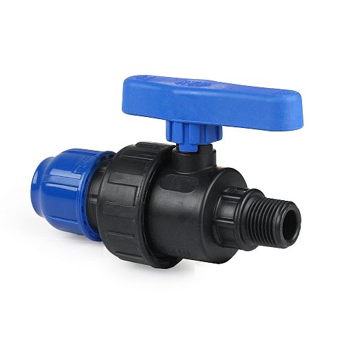 Кран шаровой компрессионный, полипропилен наружная резьба 32х1, для полиэтиленовых труб, РТП