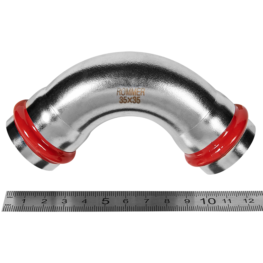 Угольник ROMMER 90° ВПр-ВПр 35 из нержавеющей стали прессовой