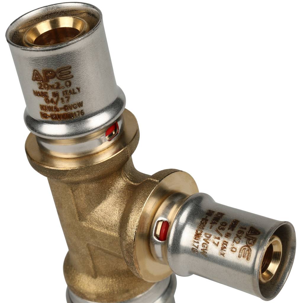 Тройник переходной STOUT 26х16х20 для металлопластиковых труб прессовой, SFP-0005-261620