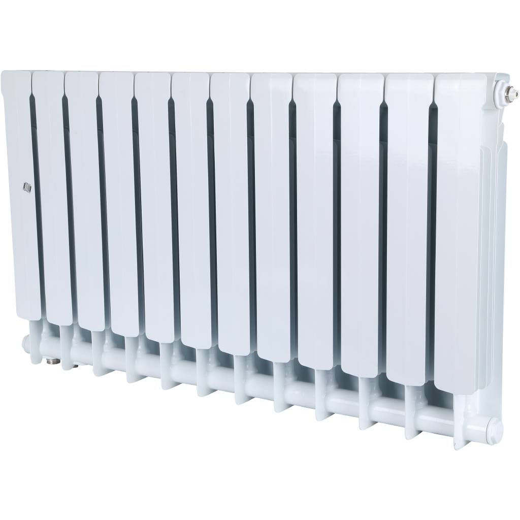 Радиатор биметаллический STOUT Space 500 12 секций нижнее правое подключение RAL9016, SRB-0320-050012