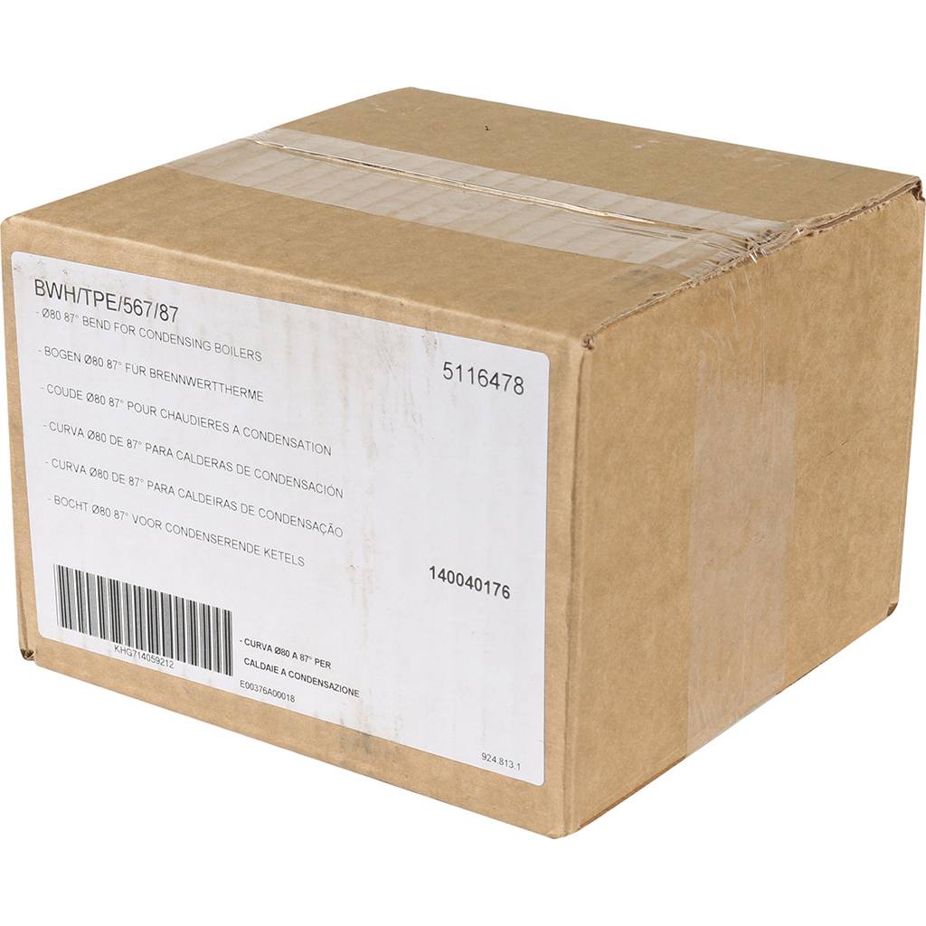 Отвод Baxi KHG 90°, Ду 80 мм, полипропиленовый, НТ, KHG71405921-