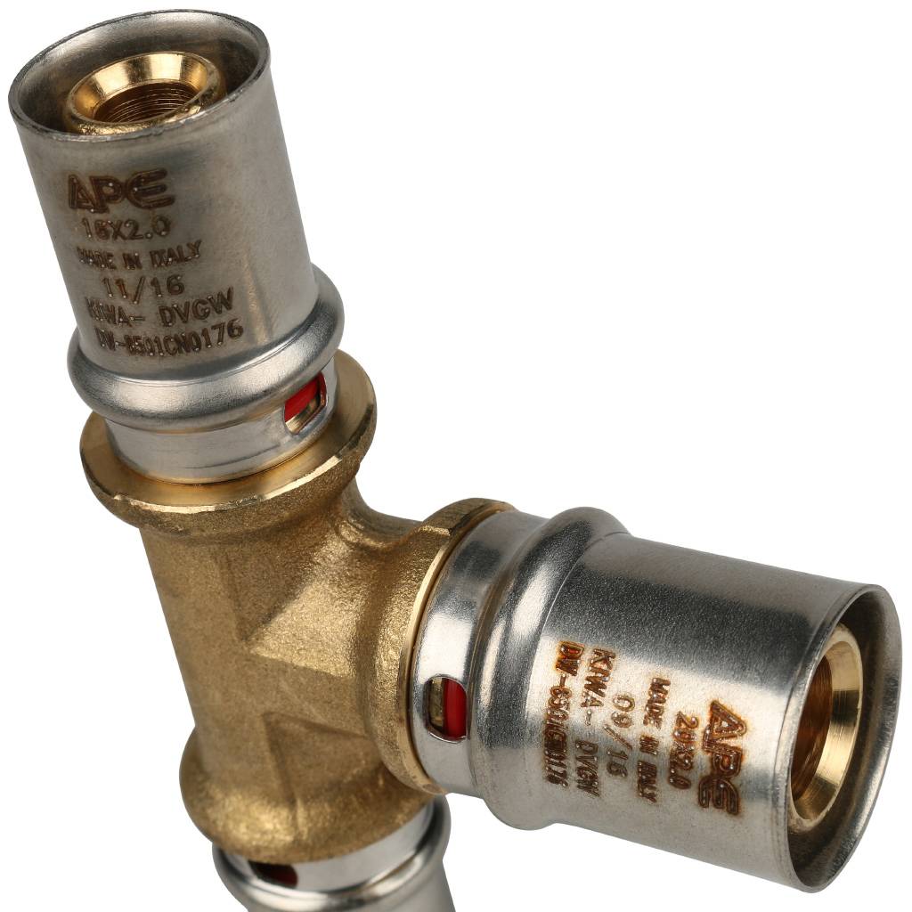 Тройник переходной STOUT 16x20x16 для металлопластиковых труб прессовой, SFP-0005-162016