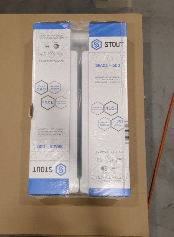 Уцененный товар (скол на секции): Радиатор биметаллический STOUT Space 500 4 секции боковое подключение RAL9016, SRB-0310-050004