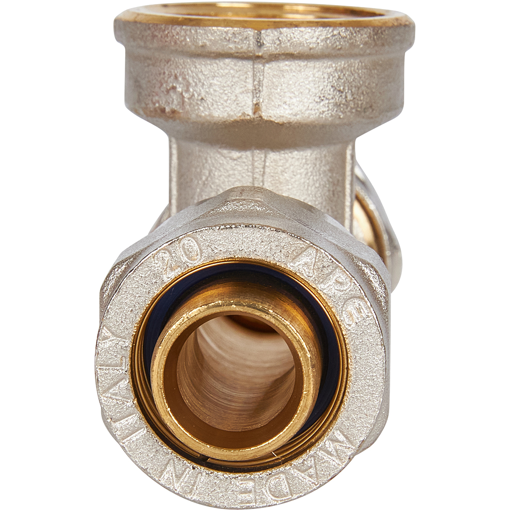 Тройник-переходник STOUT с внутренней резьбой 3/4 х20 для металлопластиковых труб винтовой, SFS-0012-003420