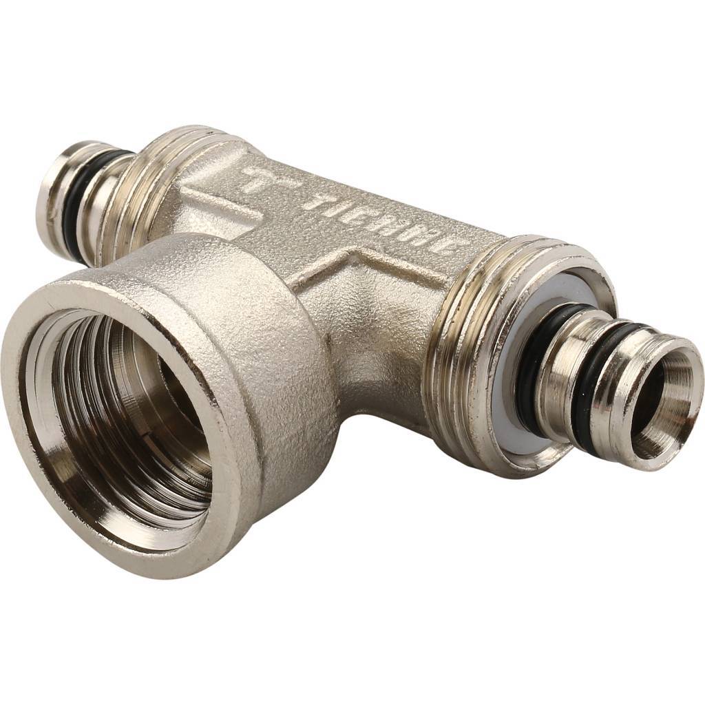 Тройник TIEMME с внутренней резьбой (16х2.0х1/2) для металлопластиковых труб винтовой, 1600018