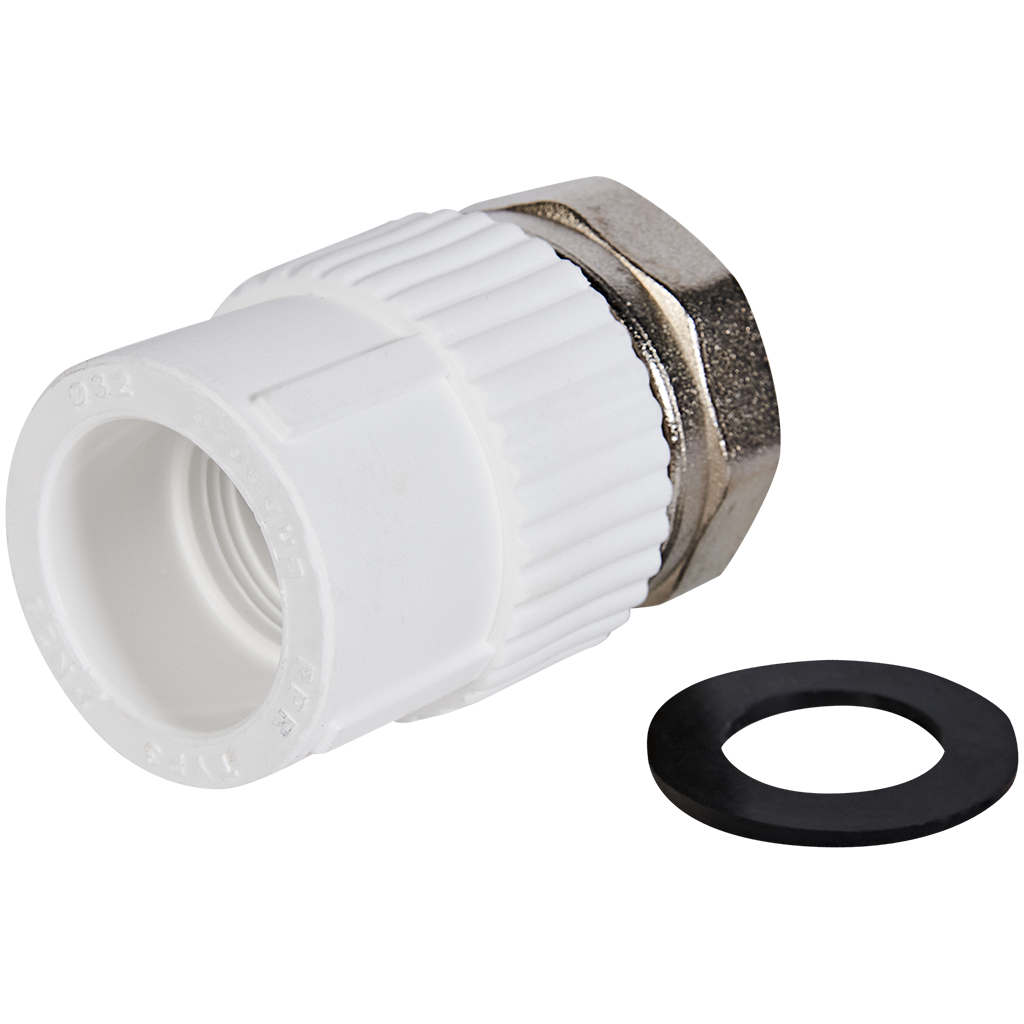 Муфта Pro Aqua d=32-1 PP-R с накидной гайкой Белая