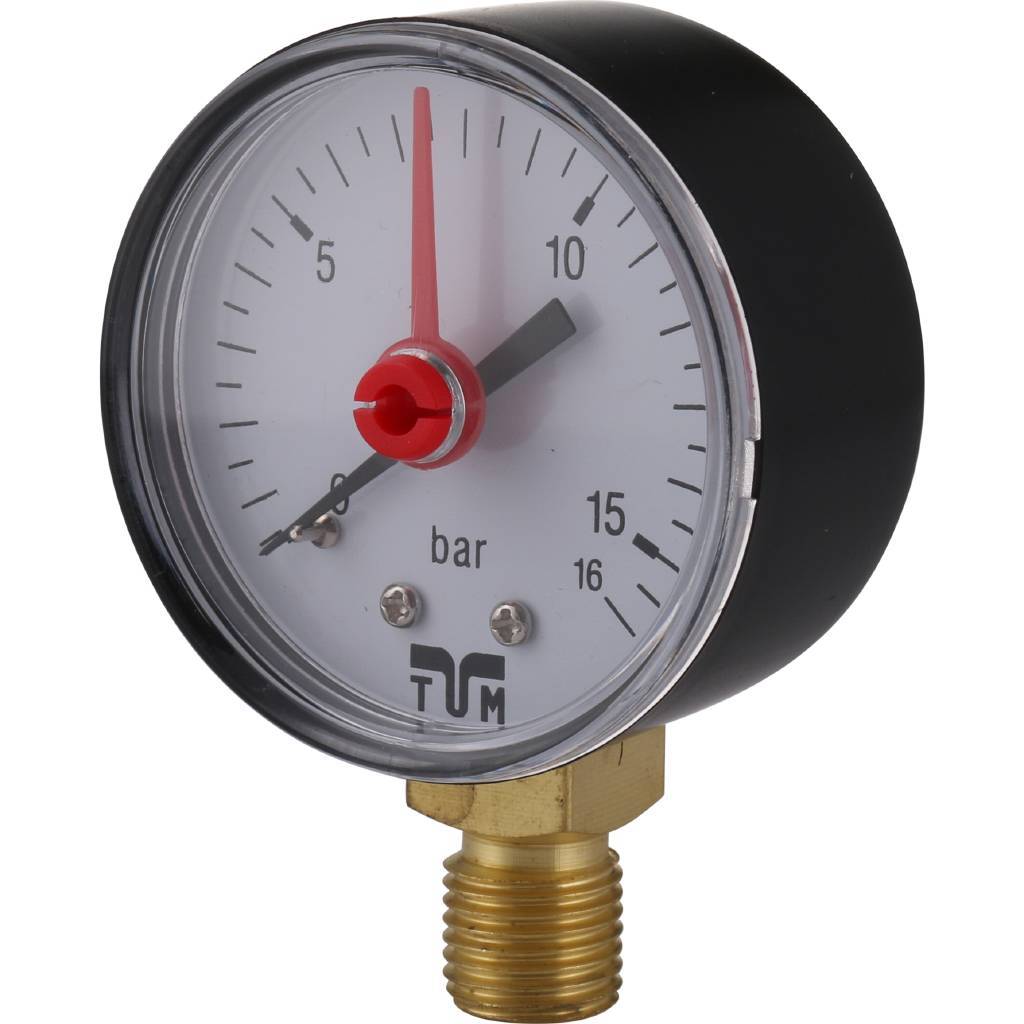 Фильтр с манометром TIEMME 1/2 со сгонами, с латунной колбой, промывной, 3130001