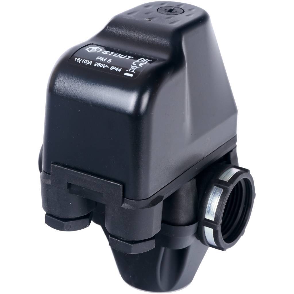 Реле давления STOUT SCS-0001 для водоснабжения со встроенным манометром PM5-3W, 1-5 бар