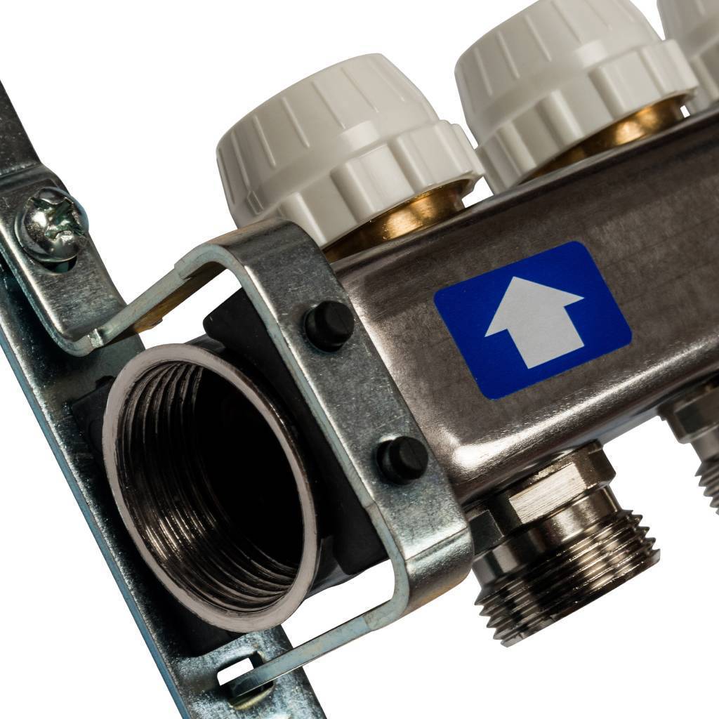 Коллектор из нержавеющей стали с расходомерами, с клапаном вып. воздуха и сливом STOUT 11 выходов, SMS-0927-000011