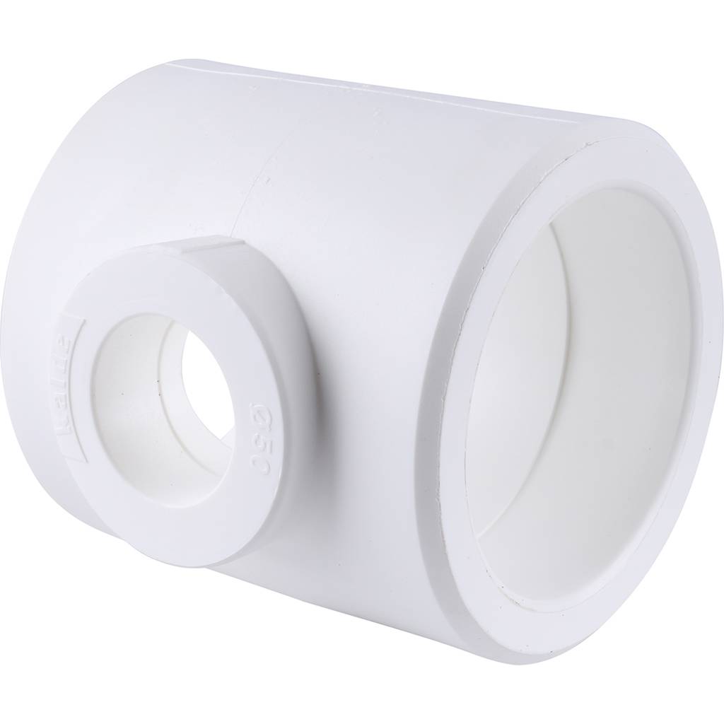 Тройник переходной Kalde 110х50х110 для полипропиленовых труб под сварку (цвет белый)