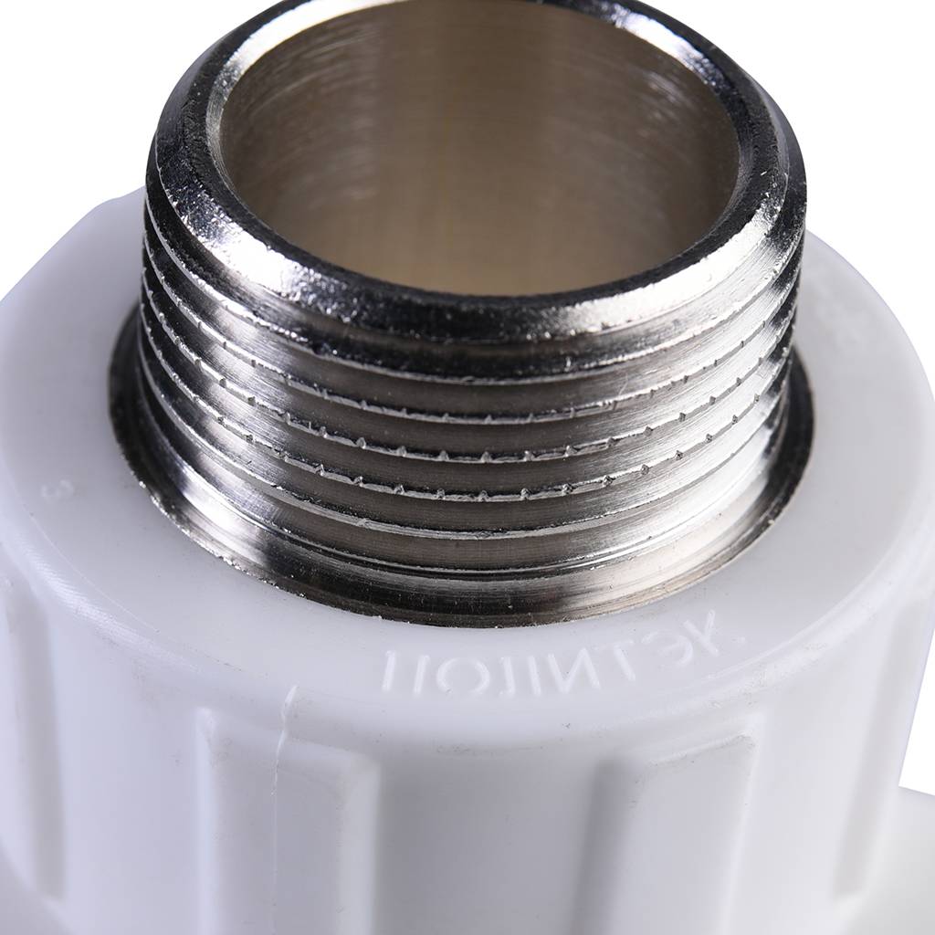 Тройник Политэк 20x3/4 с наружной резьбой для полипропиленовых труб под сварку (цвет белый), 9510002034