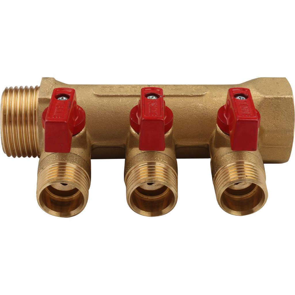 Коллектор распределительный с шаровыми кранами на 3 выхода TIEMME 1х1/2