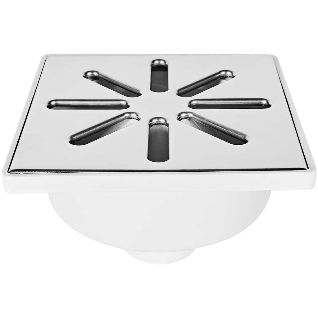 Трап нерегулируемый, прямой Sinikon металлическая решетка 150*150 (Белый) D 50