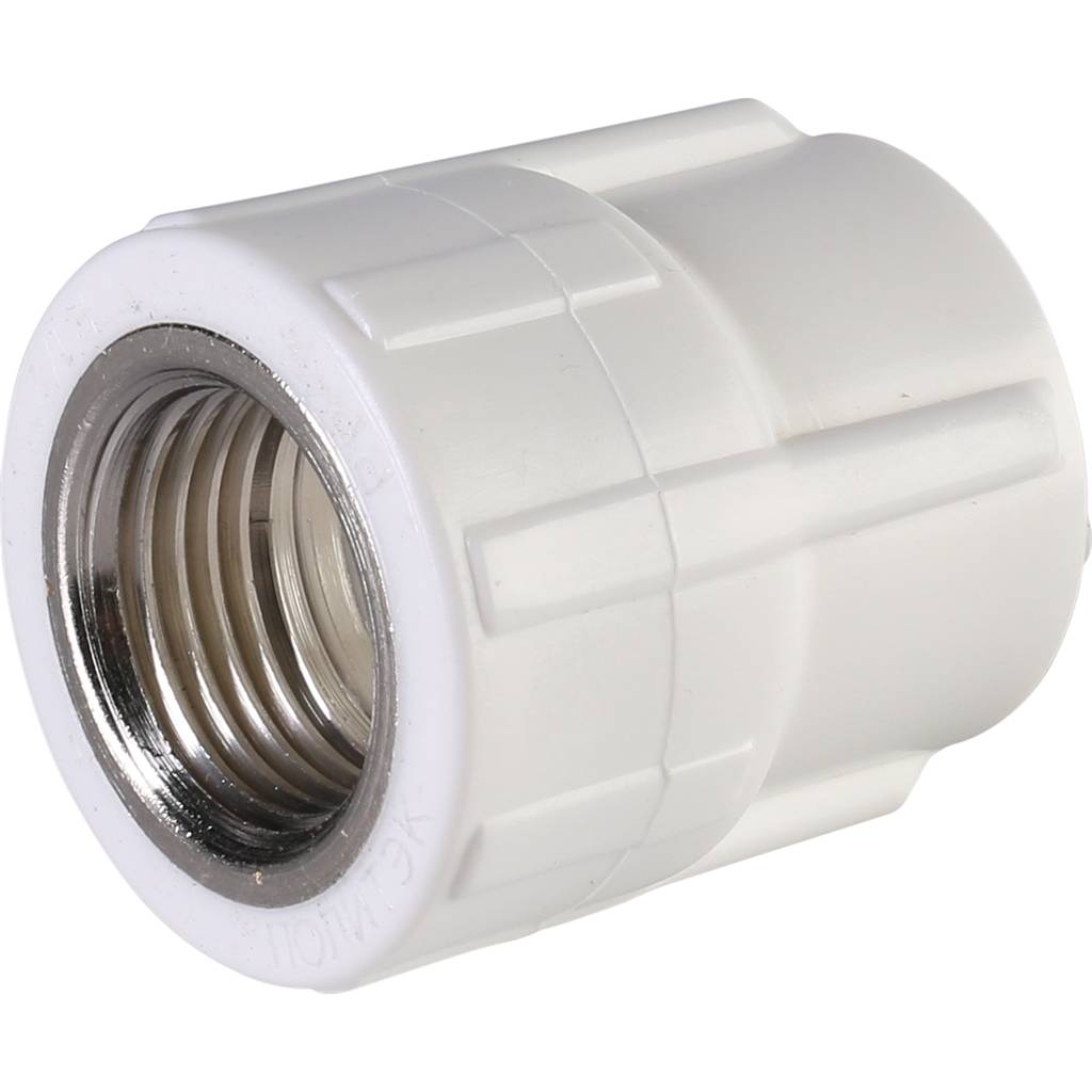 Муфта комбинированная Политэк 20х1/2 внутр. резьба для полипропиленовых труб под сварку (цвет белый), 9100002012