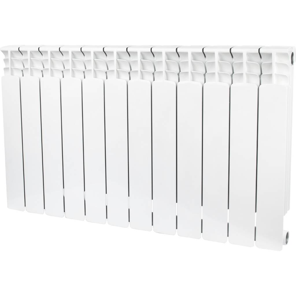 Радиатор биметаллический STOUT Space 500 12 секций боковое подключение RAL9016, SRB-0310-050012