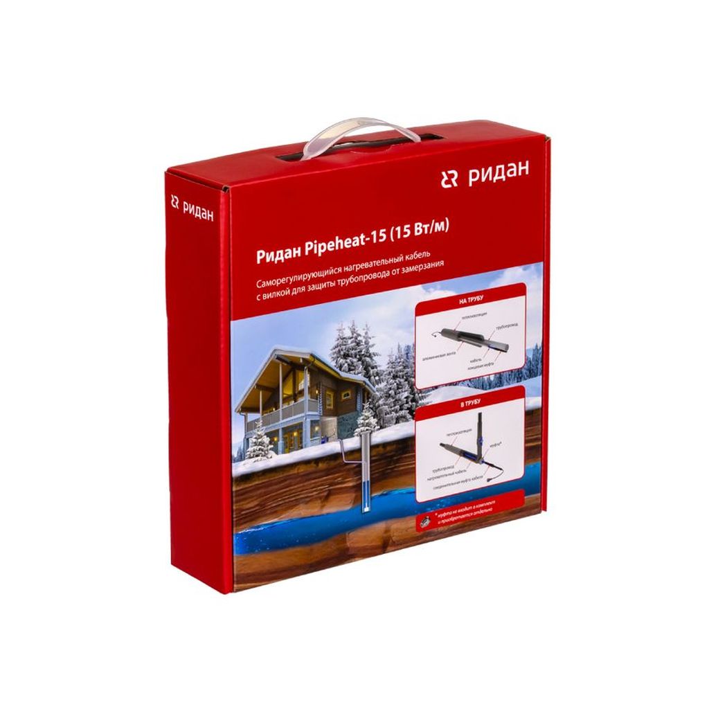 Саморегулирующийся нагревательный кабель Ридан Pipeheat-15 4 м 60 Вт с вилкой, 21RT0801R