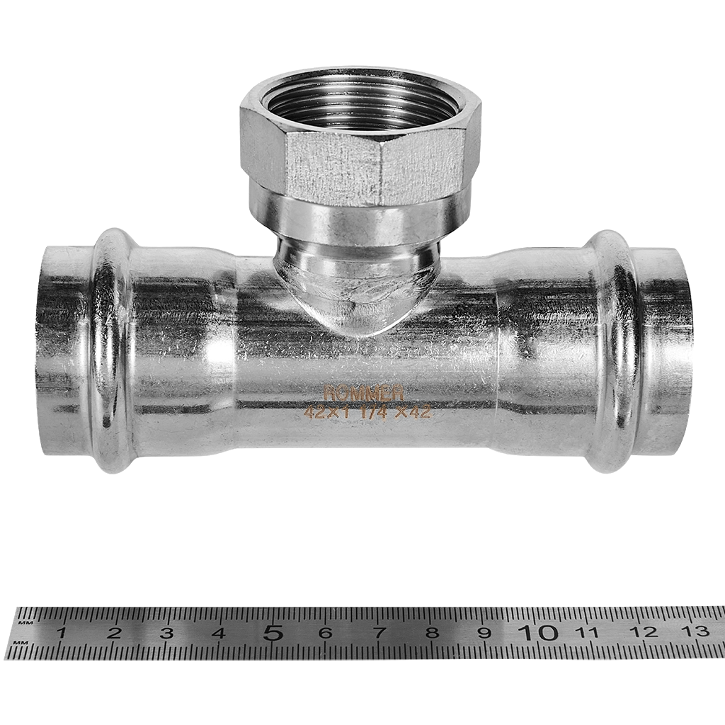 Тройник-переходник-ВР ROMMER 42х1 1/4 из нержавеющей стали прессовой