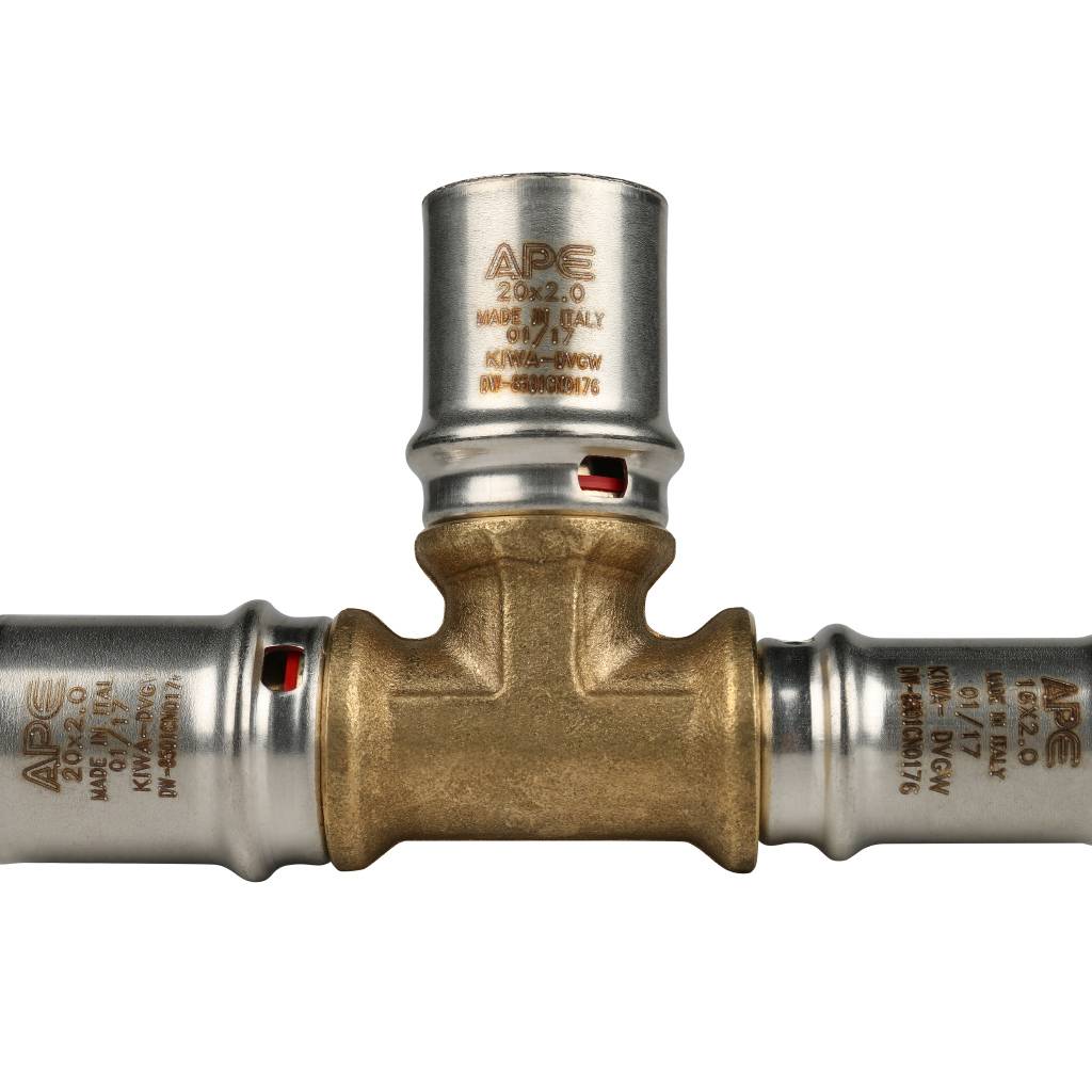 Тройник переходной STOUT 20х20х16 для металлопластиковых труб прессовой, SFP-0005-202016